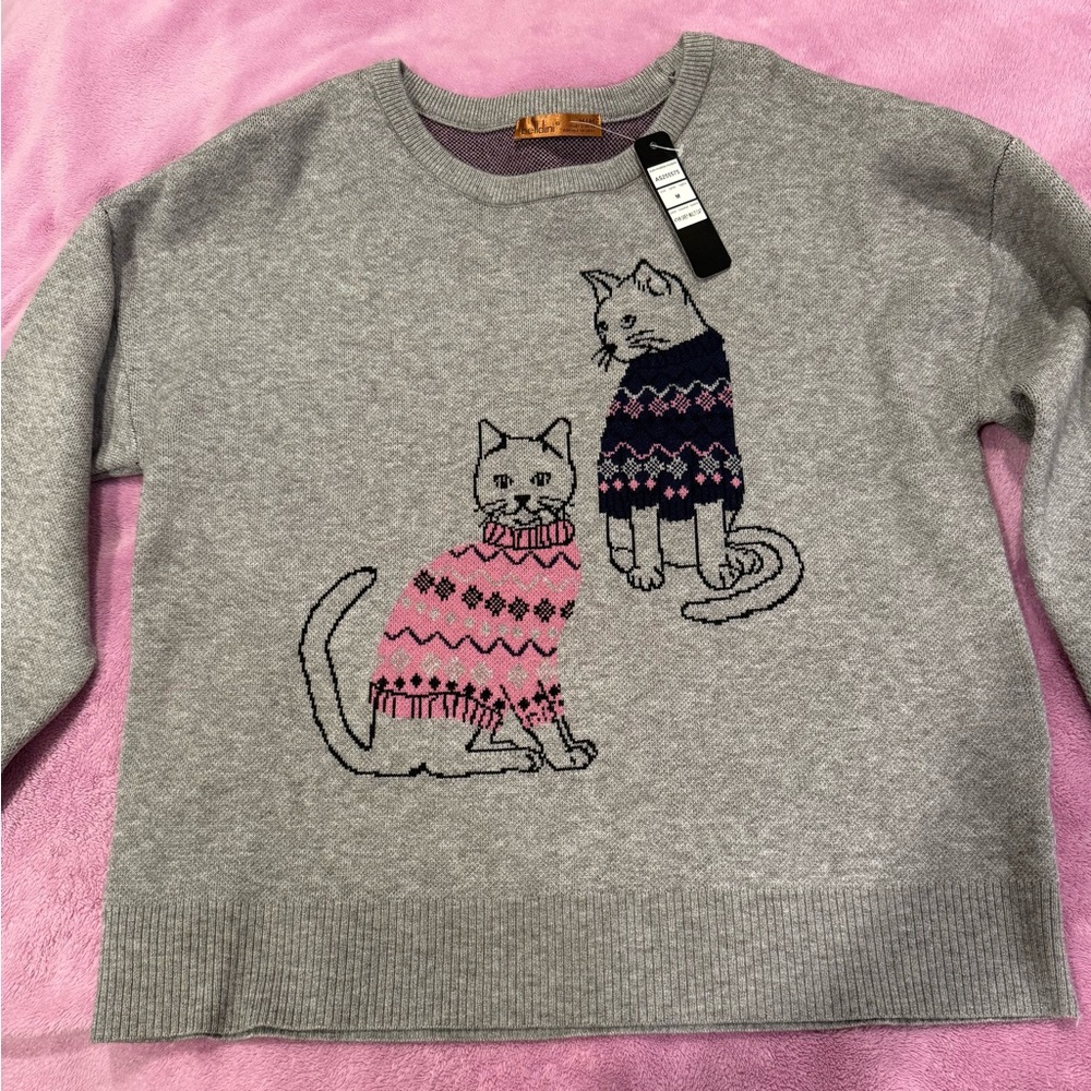 Belldini Gray Sweater with Cat Design